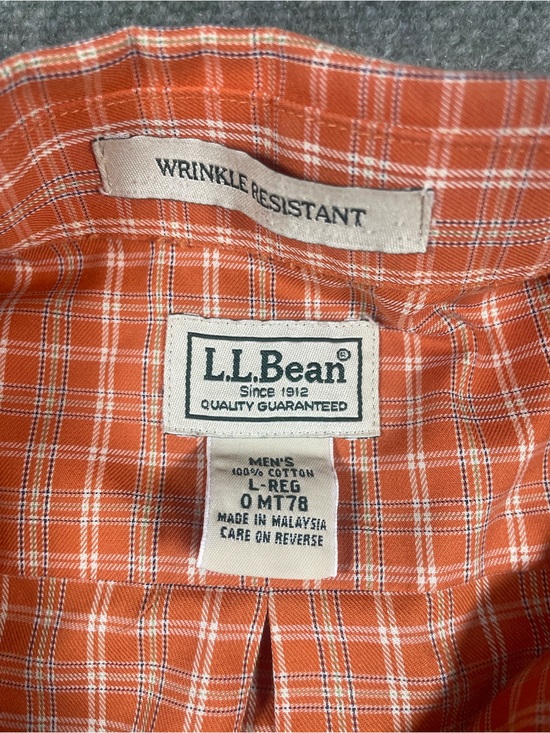 L.L. Bean Other - L.L.‎ Bean Men's Orange and White Plaid Button-Down Shirt